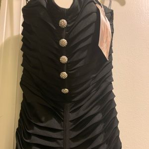 Long black dress with cute buttons. Brand new